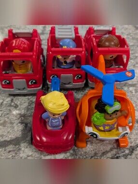 Fisher-Price Little People Rescue Fleet - 5 Vehicler W/ Helicopter & 5 Figures